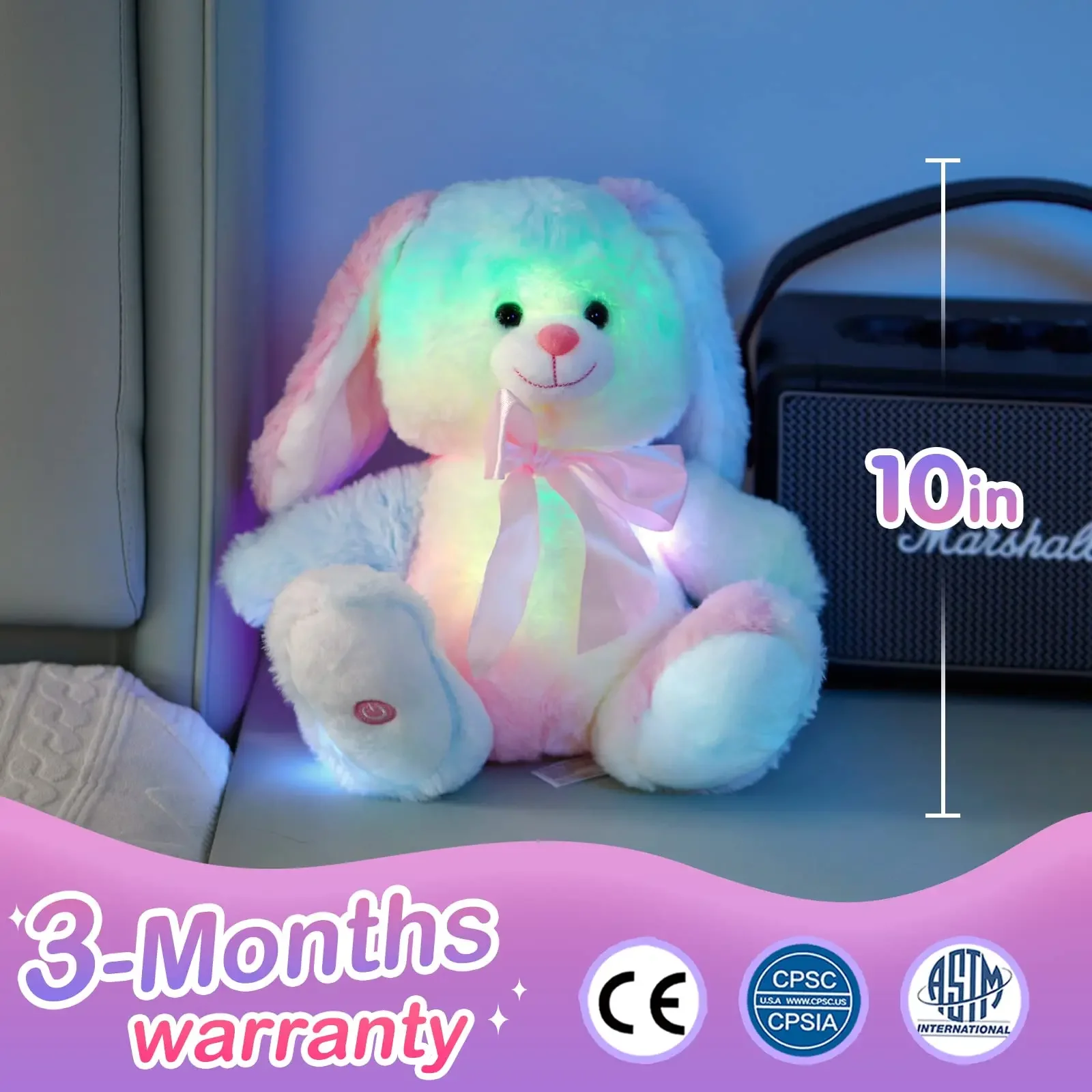 27cm Musical LED Light Plush Toys Cute Kawaii Pillows Luminous Stuffed Animals Toy Doll Soft for Girls Children Decor Home