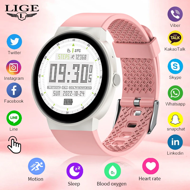 LIGE 2024 Smart Watches Women Smartwatch for Woman Pink Wristwatch Lady Bluetooth Call Fitness Watch Girl Smart Bracelet Female