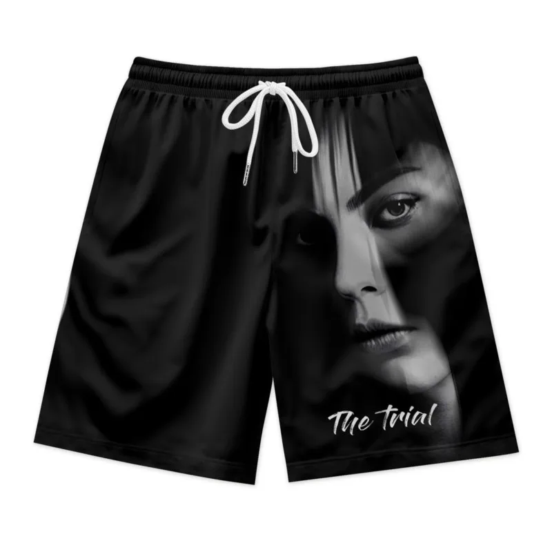 Woman Face Print Men's Drawstring Waist Polyester Shorts Quick Dry Breathable Beach Shorts Casual Sport Shorts