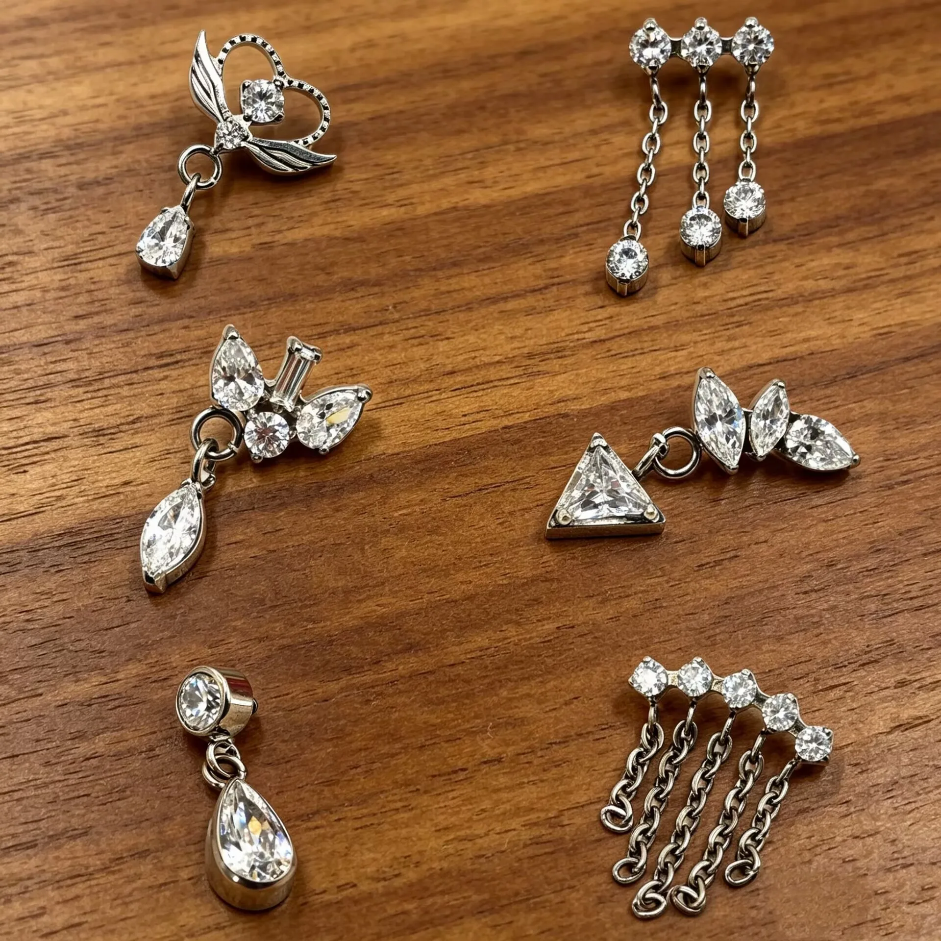 ASTMF136 Titanium Crescent Moon Cartilage Earring Dainty Helix Tragus Labret Marquise Internal Thread Stud Piercing Body Jewelry