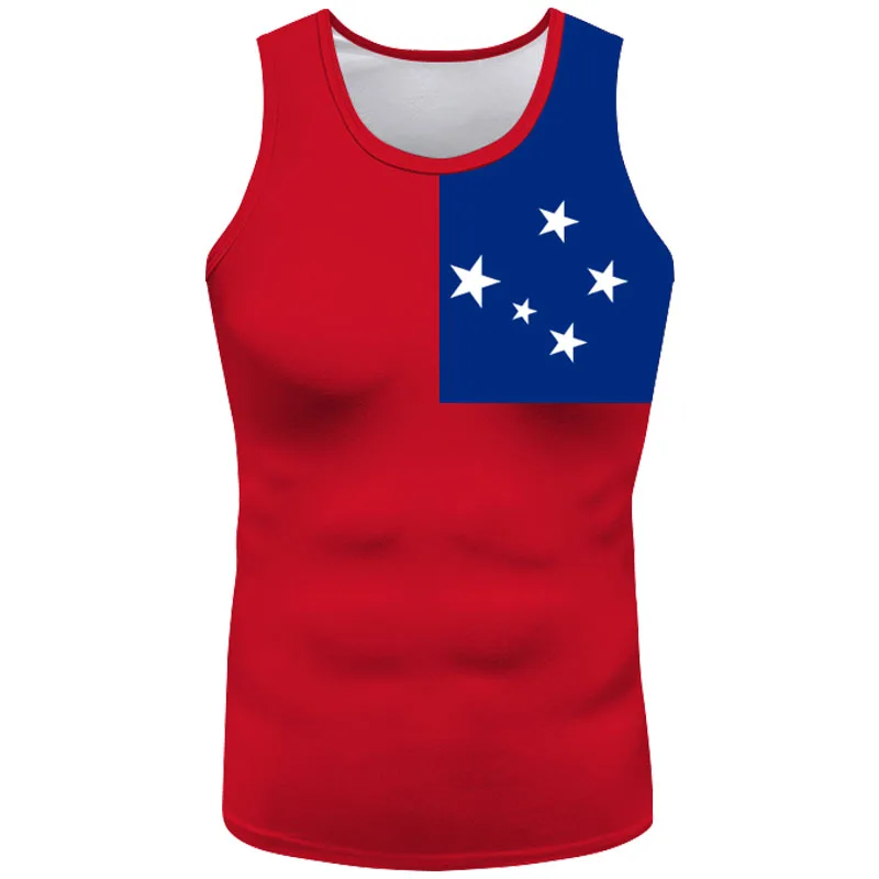 

Samoa Vest Free Custom Made Name Wsm Tank Top Nation Flag Ws West Country Respirant Print Photo Text Logos Sleeveless T-Shirt