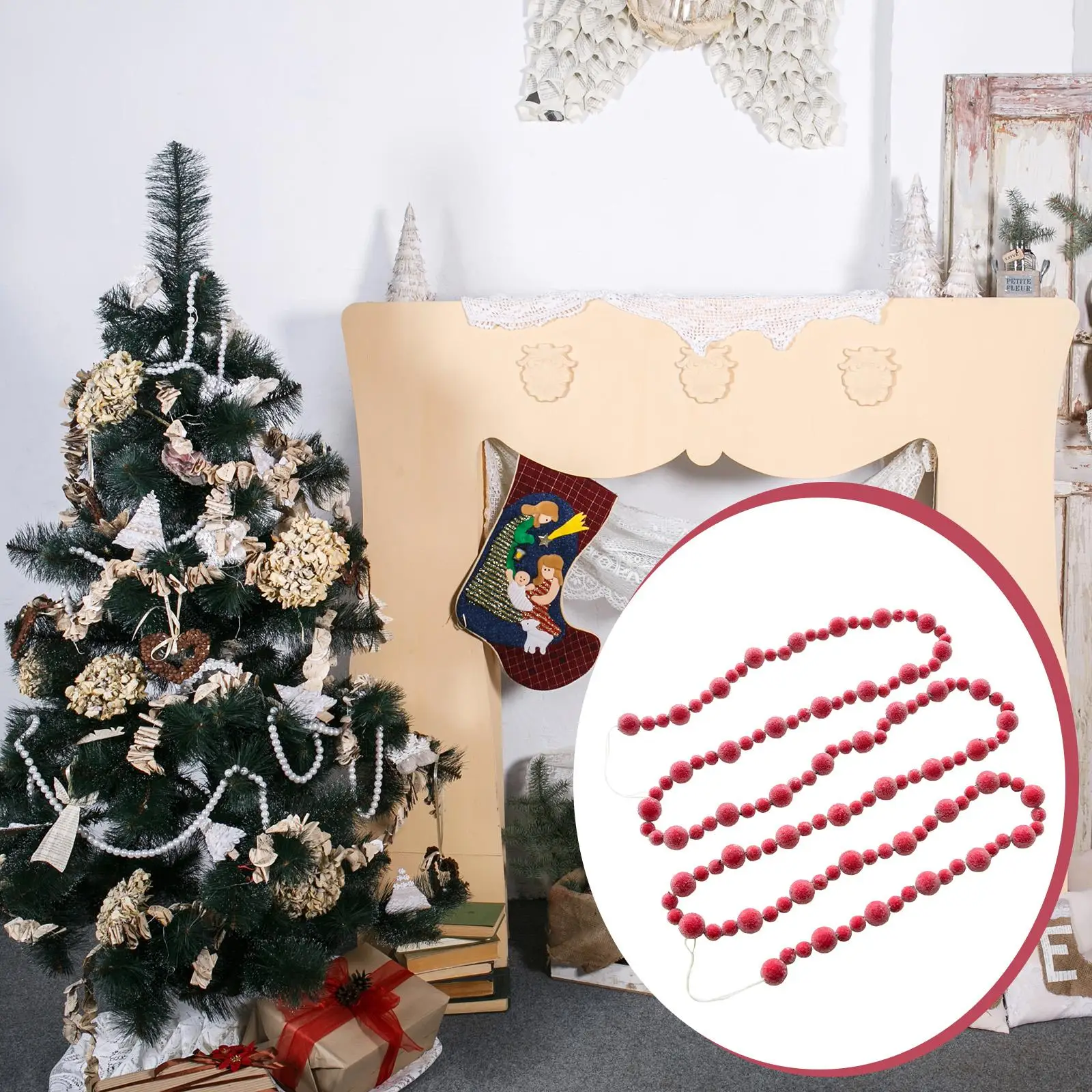 

Красная ягодная гирлянда 8,9 футов, вечерние передние двери, стены, окна, зимний праздник, украшение для дома, Рождественский декор на День Благодарения, Рождественская гирлянда