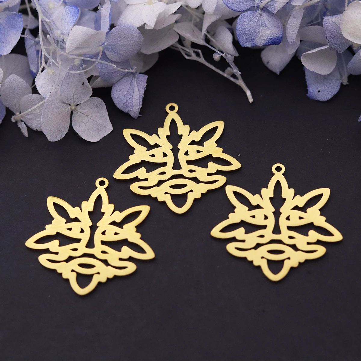 3pcs Fox Head Charms Stainless Steel Hollow Abstract Animal Face Pendant for DIY Jewelry Making Necklace Earrings Craft Supplies
