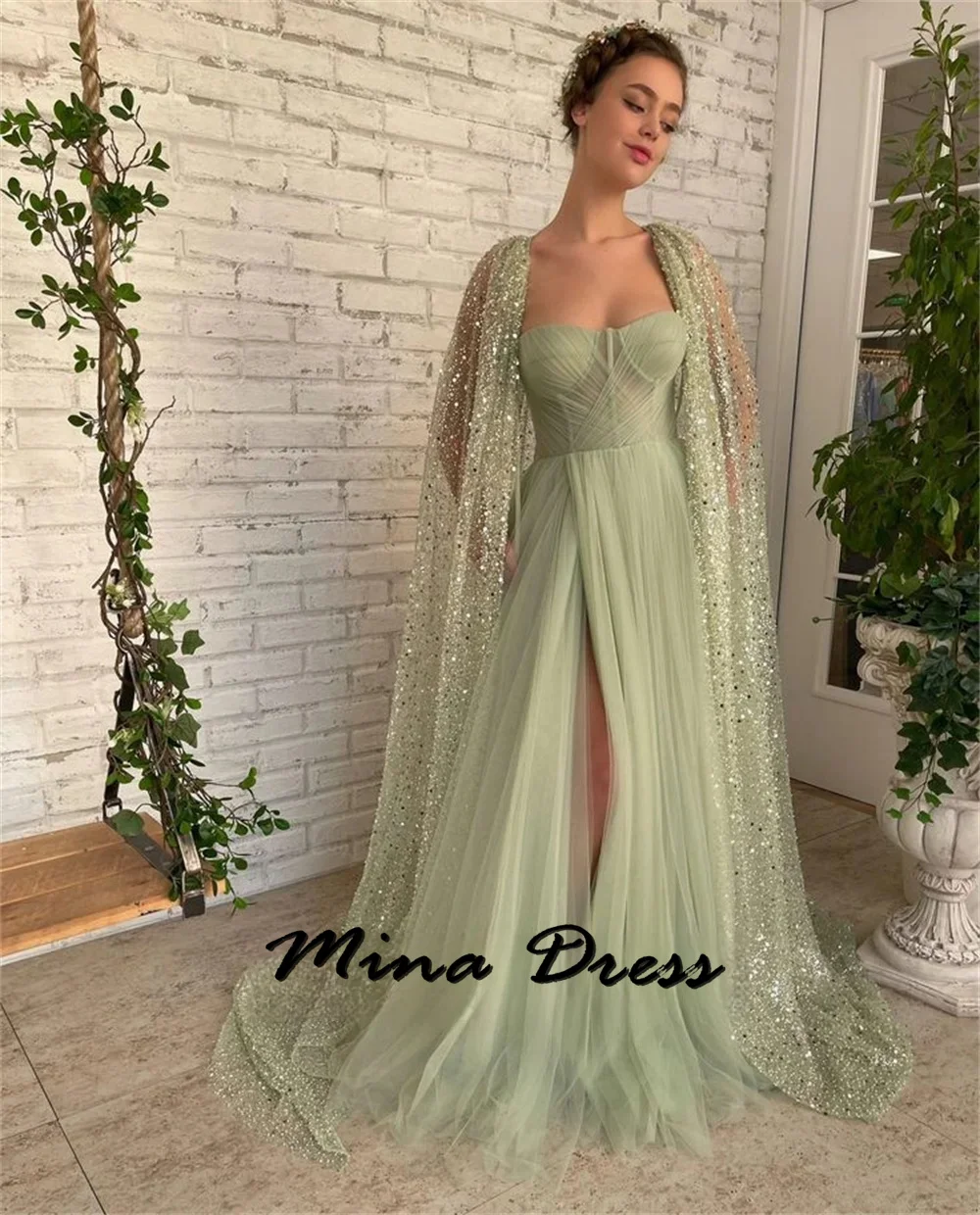 Mina Shawl Prom Dress Es  Removable Evening Dresses Woman Elegant Party Dresses 2024 for Wedding Guest Dress Women Sleeveless