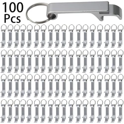 100Pcs Metal Bottle Opener Keychain Silver Pocket Aluminum Bottle Opener Wedding Beer Beverage Opener Gift