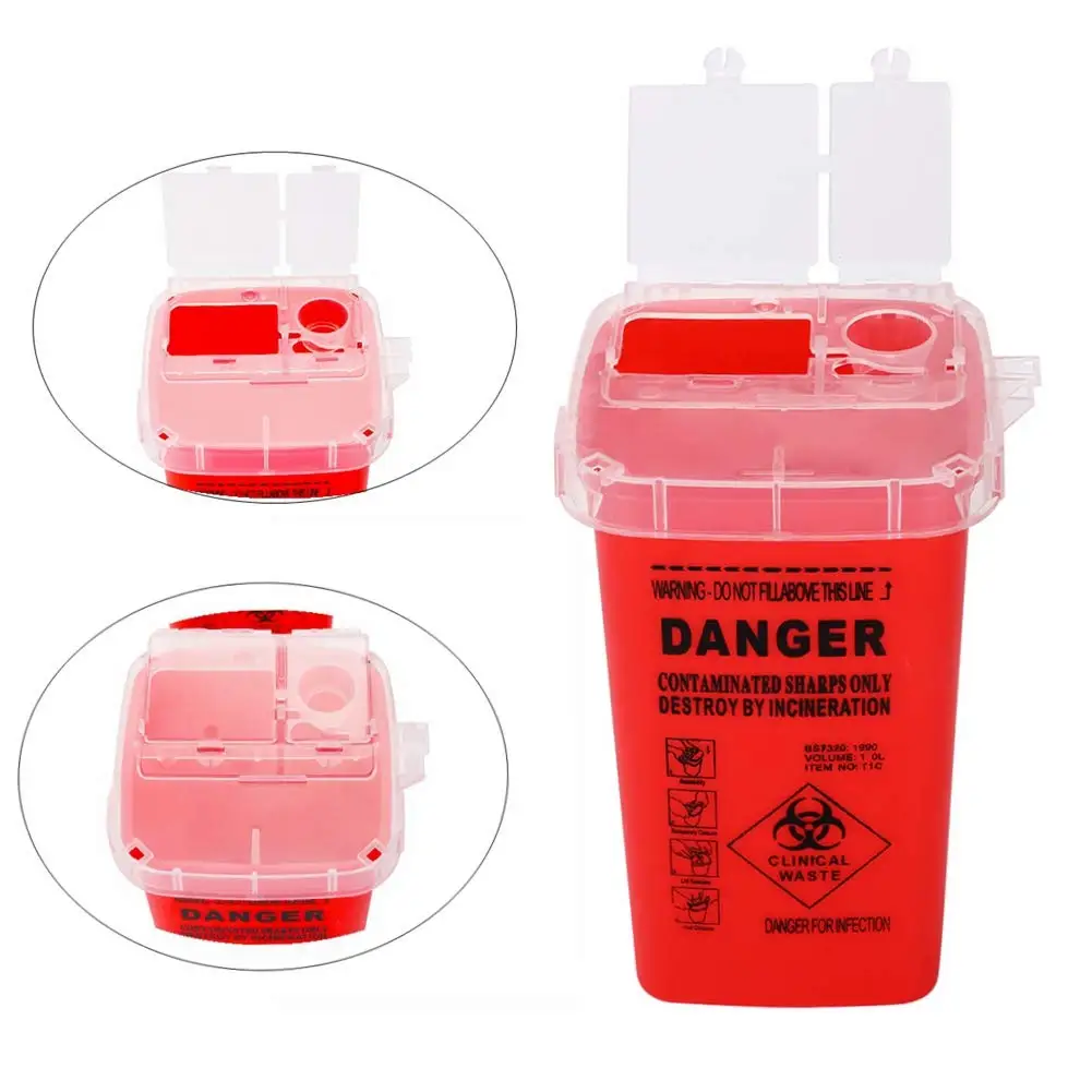 1L Tattoo Sharp Container Professional Sharp Waste Bin for Tattoo Supplies Needle Disposal & Tattoo Needle Waste Box