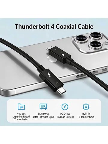 Кабель Thunderbolt 4 USB4 Type-C коаксиальный Nuobaifu