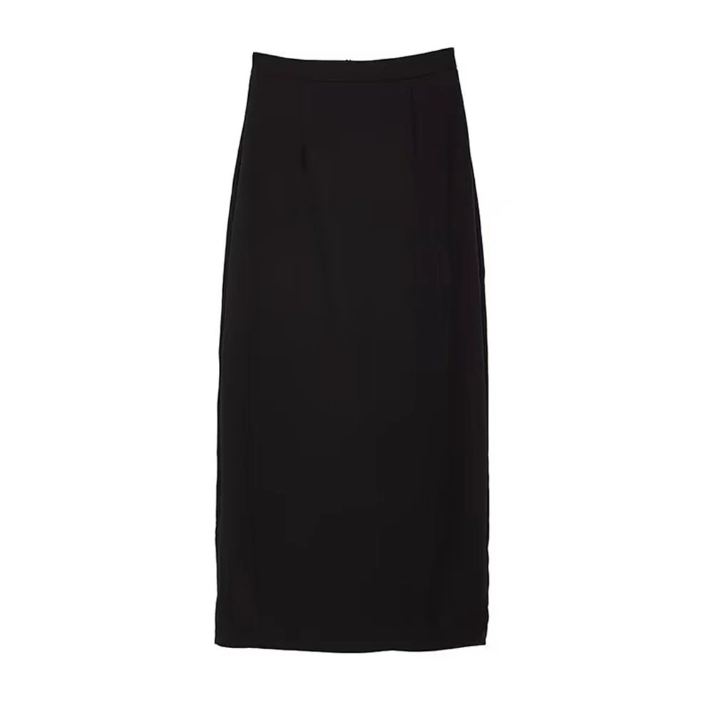 2024 New Spring Summer Black Long Skirts Women Pure Back-slit Designed High Waist Elegant Office Lady Korean Fashion Clothing