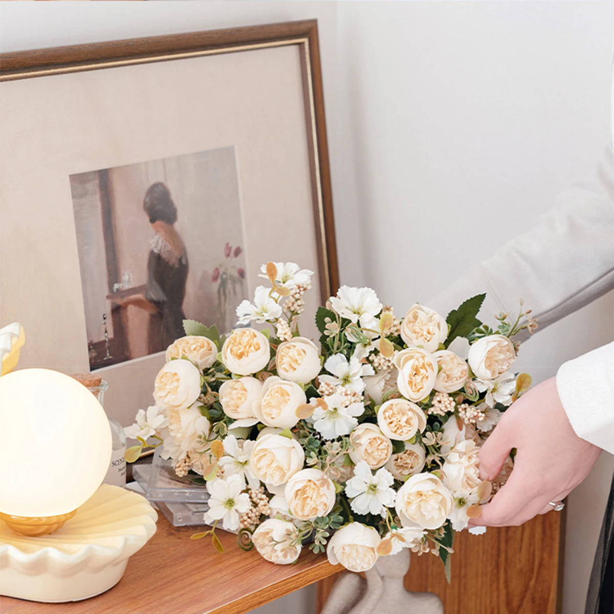 Silk Artificial Flowers Tea bud Rose peony Wreath Valentine Wedding Bridal Bouquet Home vase table garden wreath Diy gift Decora