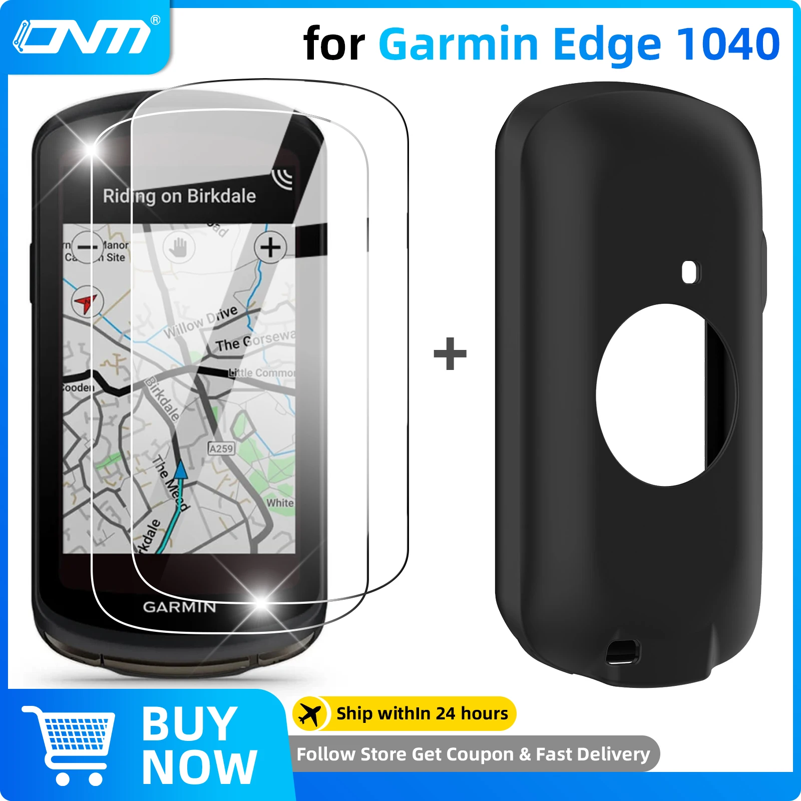 Silicone Case + Tempered Glass for Garmin Edge 1040 Accessories Kit Screen Protector Glass Film & Soft Protection Case Cover