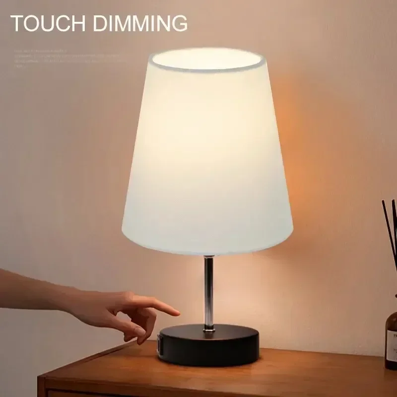 

Led Bedside Lamp 3000K Brightness Adjustable Touch Switch Table Lamp with Extended Charging Port for Bedroom Desktop Decoration