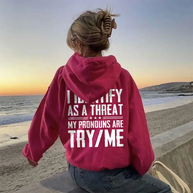 Felpa con cappuccio da donna con tasca con lacci e stampa di lettere, casual, streetwear, stile alla moda