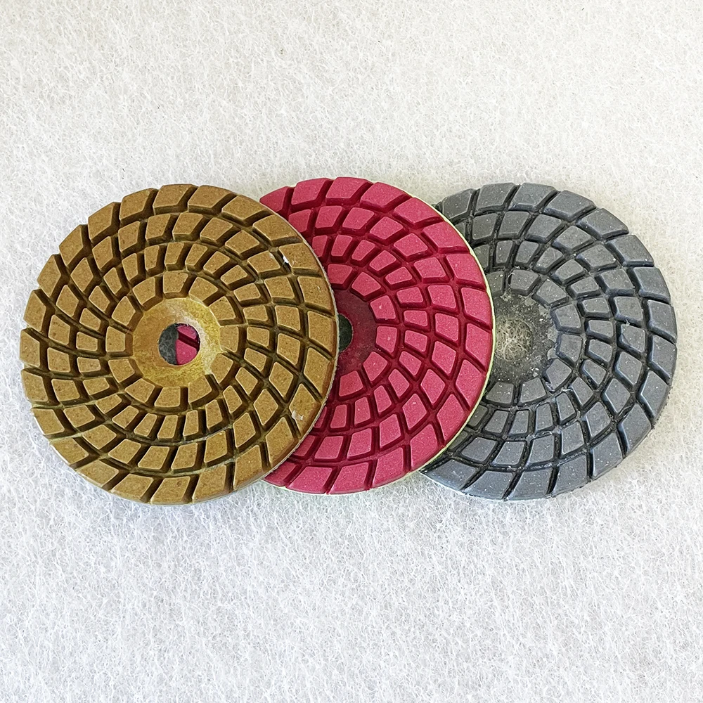 

1 Set 4 inch 100mm 3-Steps Diamond Wet Polishing Pad For Grinding Granite Stone Concrete Marble Quartz Terrazzo