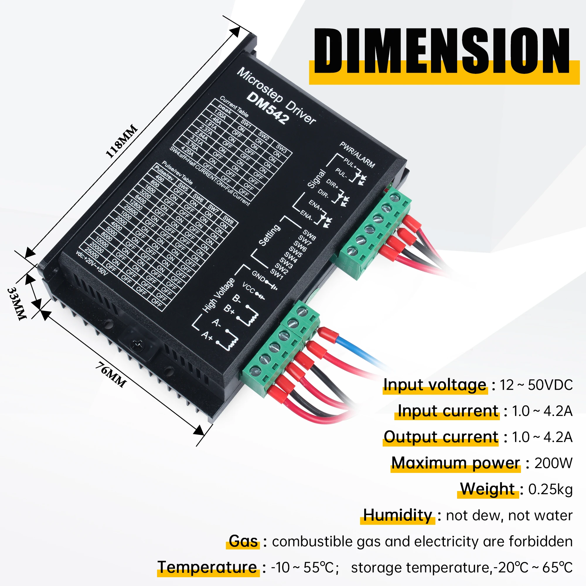 Eje de rotación giratorio de anillo D60 con controlador DM542 + conector para pieza de máquina de marcado láser de fibra