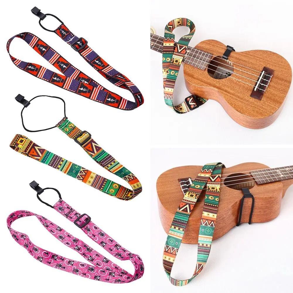 Portable Adjustable Guitar Strap Polyester Ethnic Style Ukulele Strap Guitar Belts Guitar