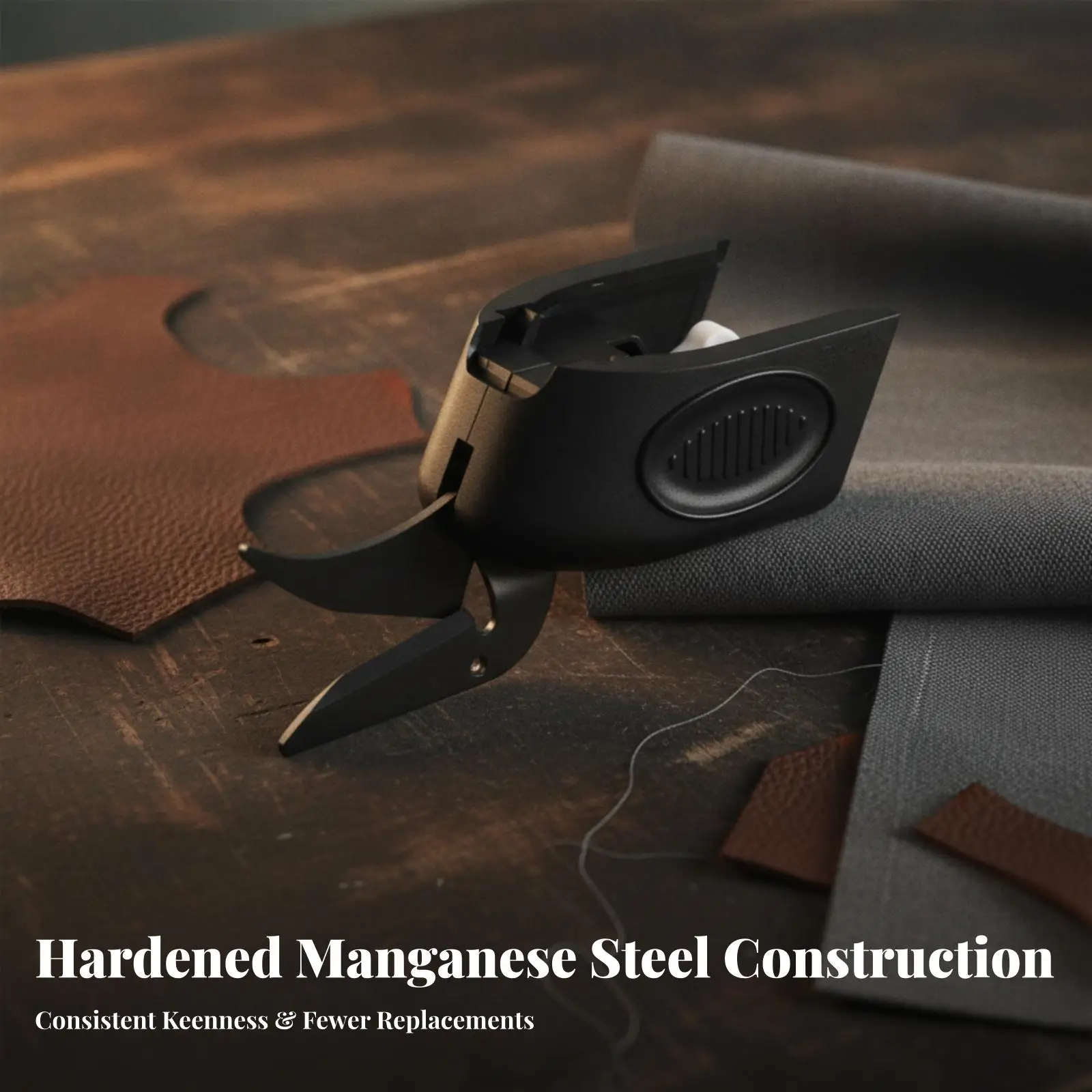 Precision Electric Scissor Head | Curved Cutting Edge, Textured Oval Grip, for Upholstery Work