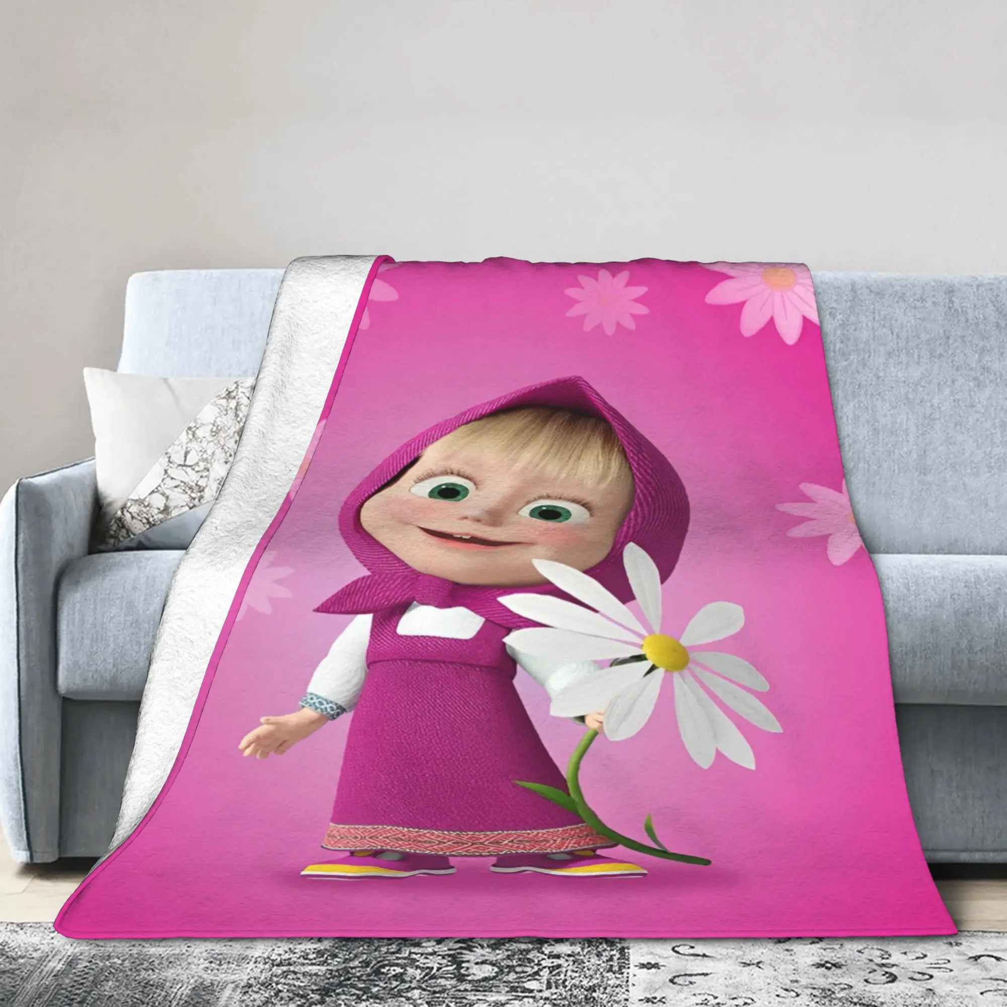 بطانيات ماشايس من الصوف كاواي بير للاسترخاء بطانية رمي فائقة النعومة لمفارش غرفة النوم