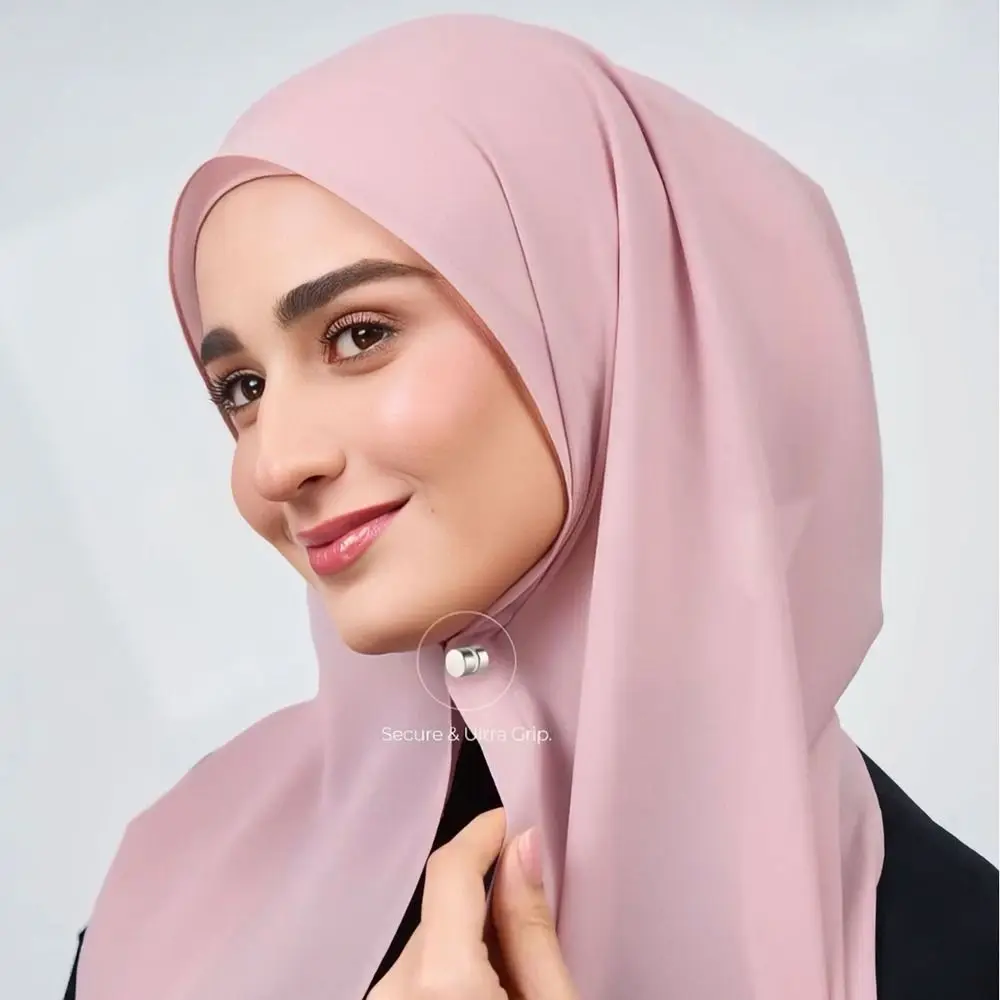 New Magnetic Buckle Instant Chiffon Hijab Large Size Ready to Wear Hijab Scarf Plain Solid Color Headscarf For Women