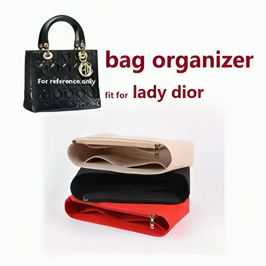 Zipper Pocket Felt Top Handle Handbag Organizer Insert Fit Lady Purse Liner Shaper Inner Storage Divider Bag