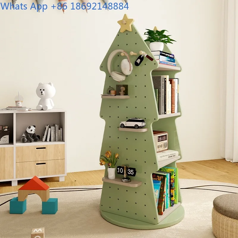 Rak Buku Berputar Rak Buku Bergambar Rak Penyimpanan Mainan Rak Buku Lantai Rak Buku Bertingkat Pohon Natal