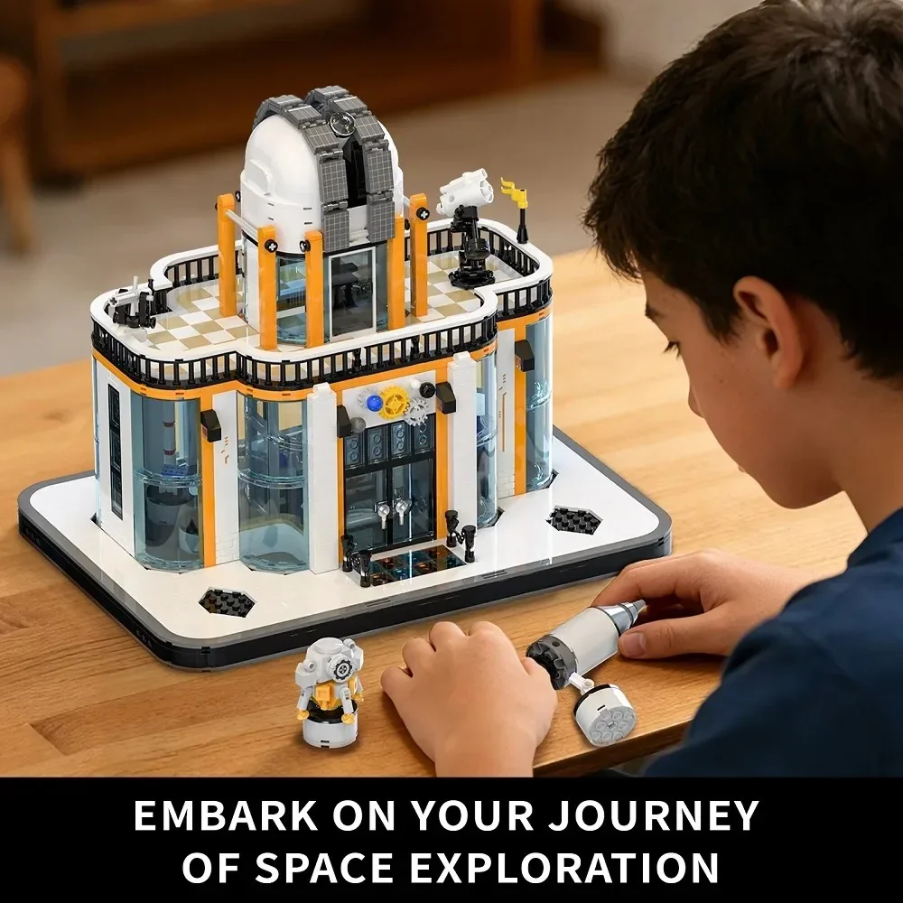Building Blocks Toy Creative Aerospace Museum With Built-In LED 1623PCS Lights Double Open Roof Space Collectible Gift