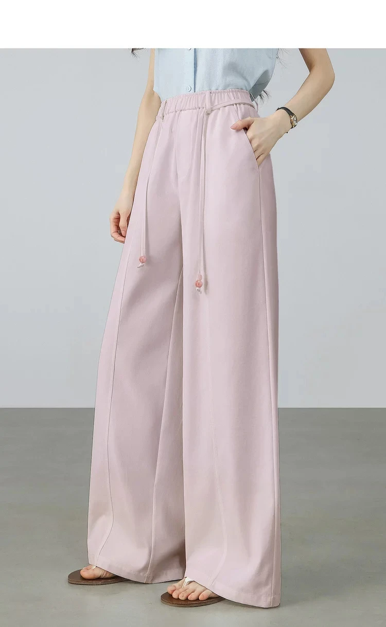 SENTUBILA Damen Sonnenschutz-Hose mit geradem Bein 2026 Sommer Rosa Lässige Pendler-Schlankheitshose mit Gürtel 162KA4017 – Detail 3