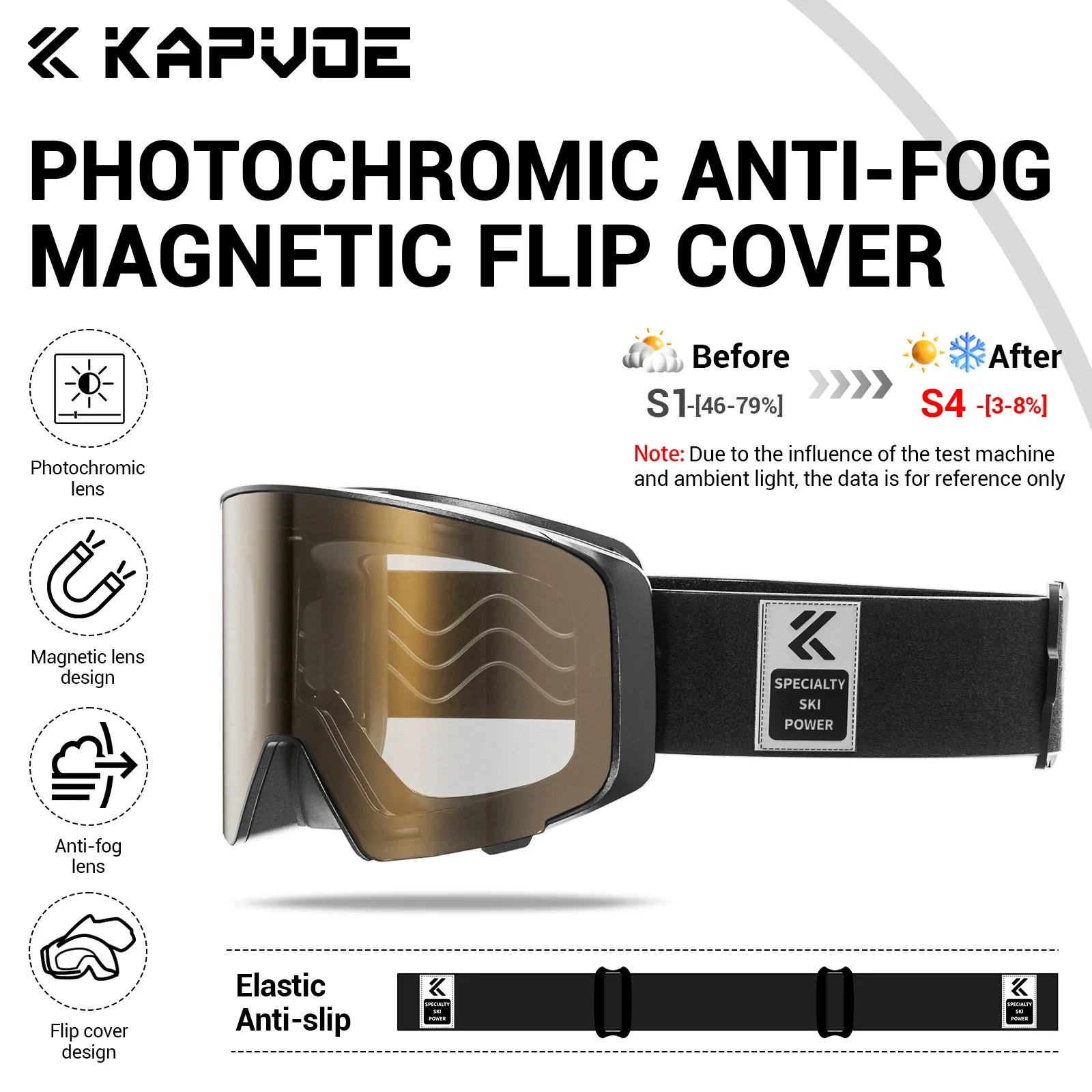 

KAPVOE новые фотохромные цветные зимние лыжные очки UV400, противотуманные магнитные очки для снегохода, сноуборда, снега, уличные лыжные очки