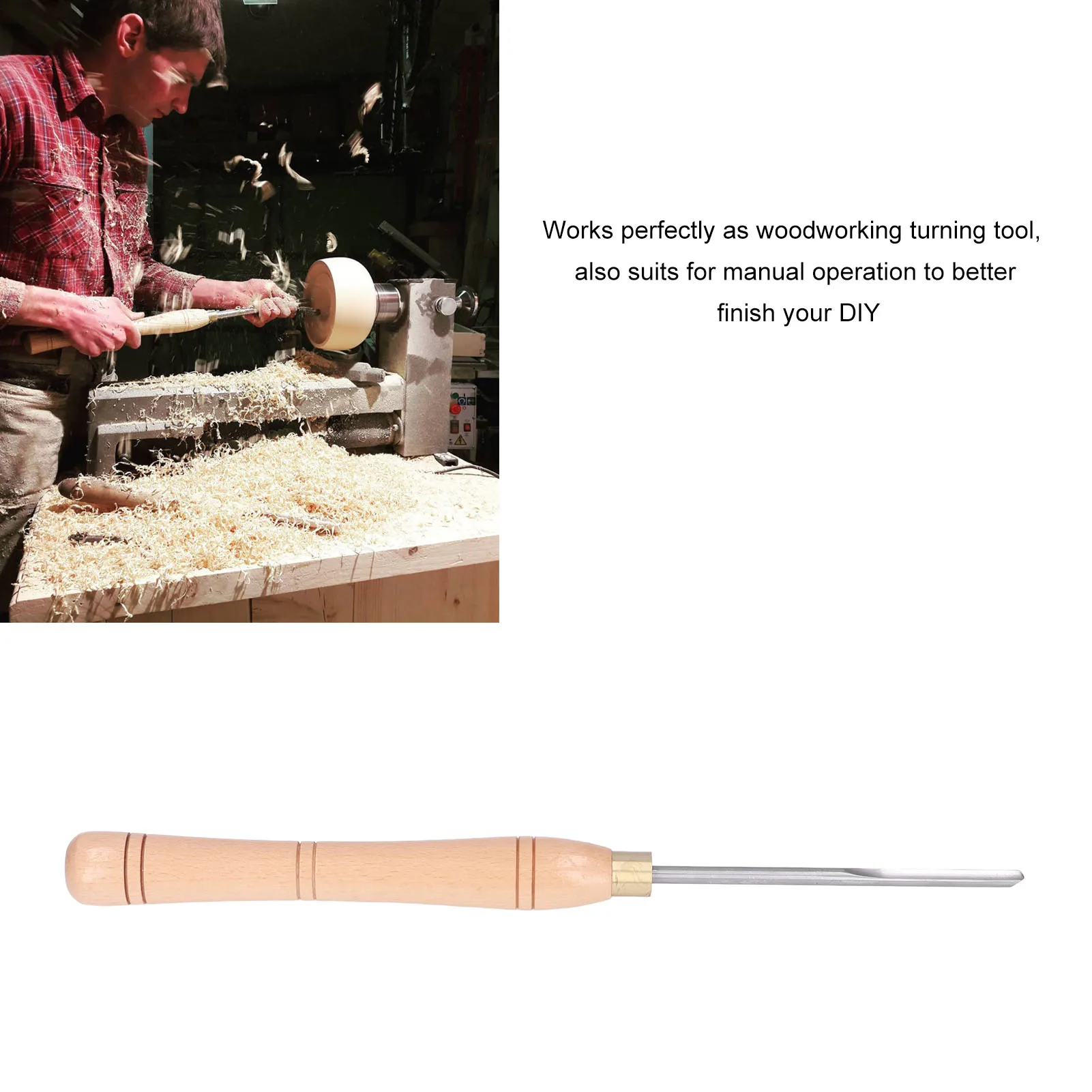 Chisel Turning Tool Wood Lathe Chisel Beach Handle HHS Small Inner Arc Blade Turning Tool for Woodworking