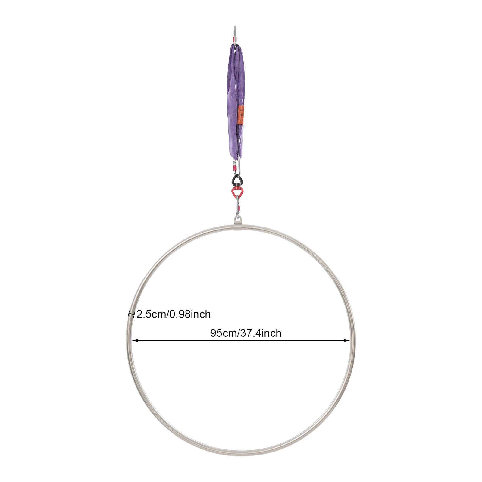 طوق هوائي 95 سم، طقم طوق هوائي، حلقة سيرك للرقص الجوي مع حقيبة تخزين لليوجا البهلوانية والجمباز سعة تحميل 10 كيلو نيوتن #5