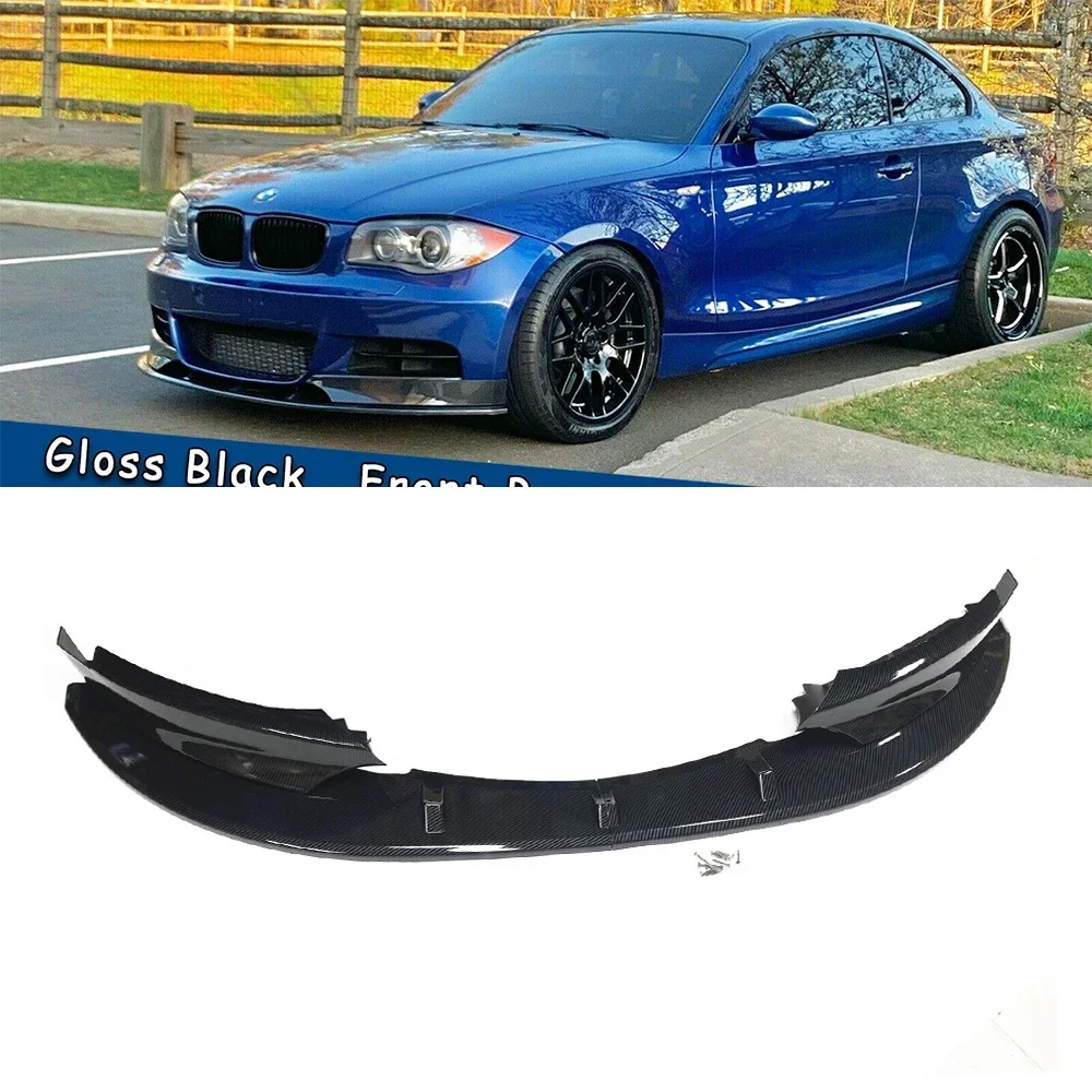 

New！ Front Bumper Spoiler Lip+Side Vent Splitter Cover For BMW 1 Series E82 E88 M Sport 2007-2013 135i Carbon Fiber Look/Gloss B