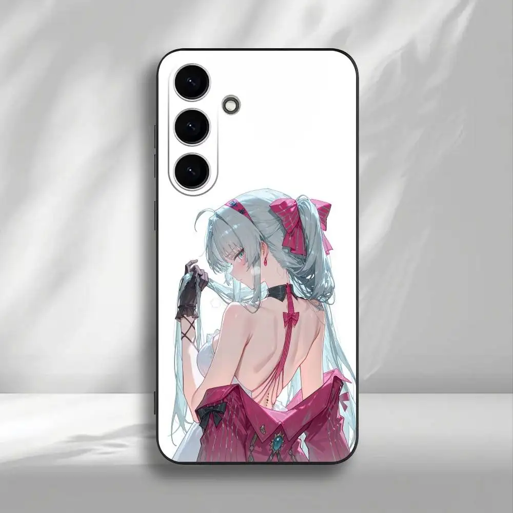 Casing Ponsel Wuthering Waves Carlotta untuk Samsung Galaxy A73,A72,A71,A70,A53,A52,A51, Cangkang Hitam Lembut