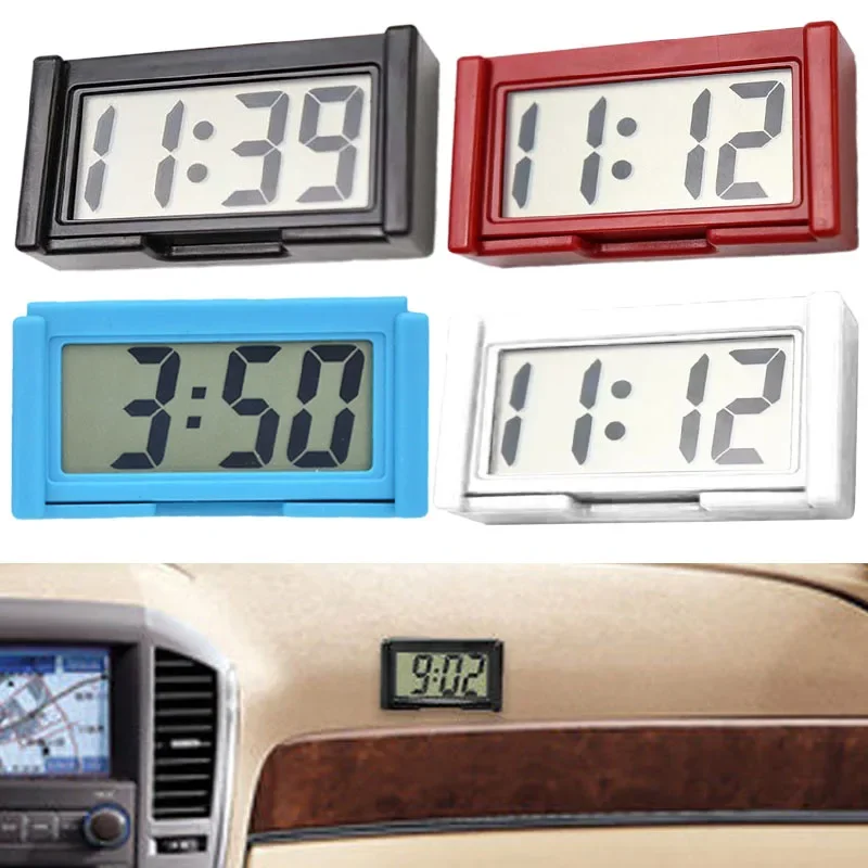 

1Pc Mini Electronic Clock Car Dashboard Digital Clock with LCD Display Self Adhesive Clocks Automotive Interior Accessories