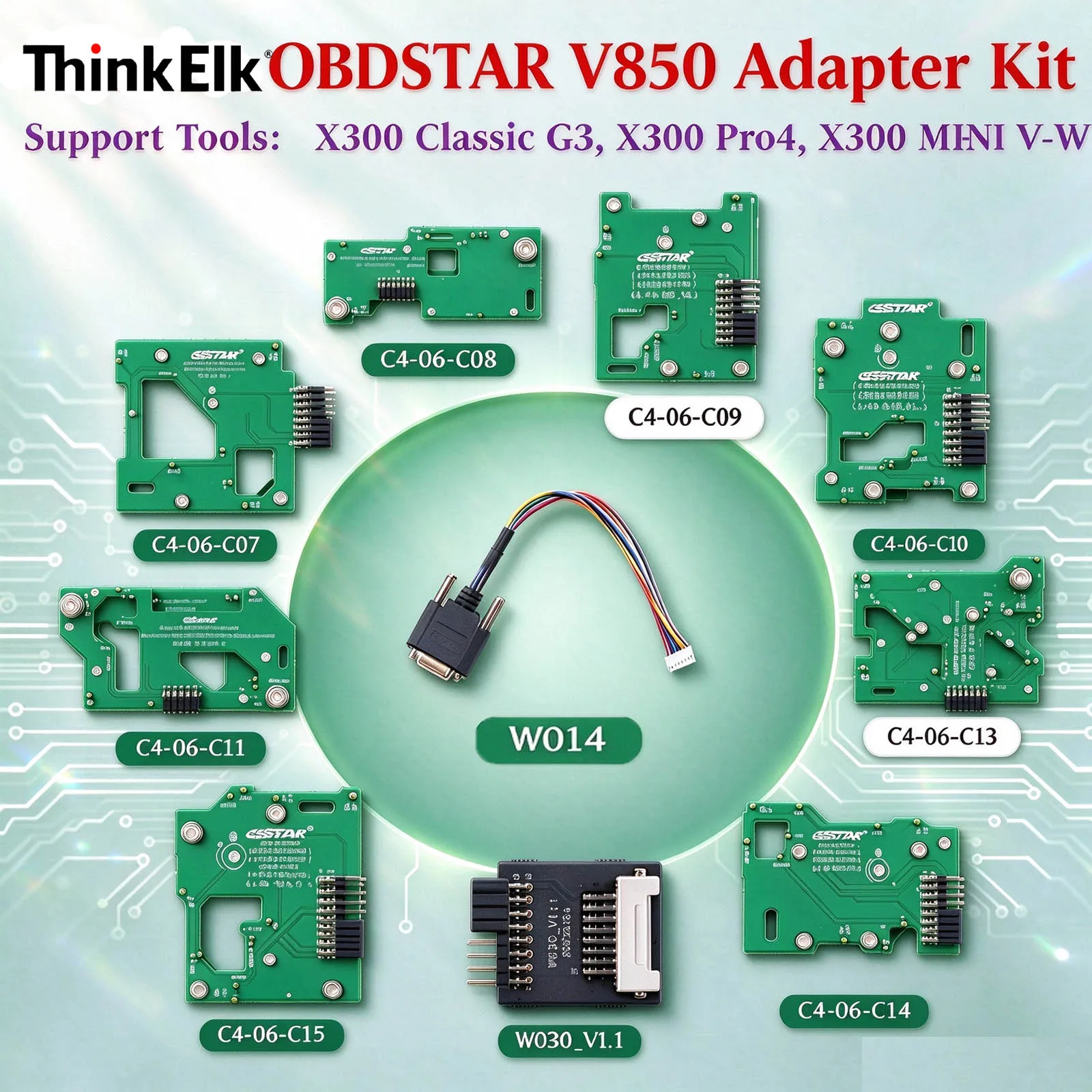 OBDSTAR V850 Adapter Kit Support Tools for X300 Classic G3, X300 Pro4, X300 MI-NI V-W for All Keys Lost, Add Keys