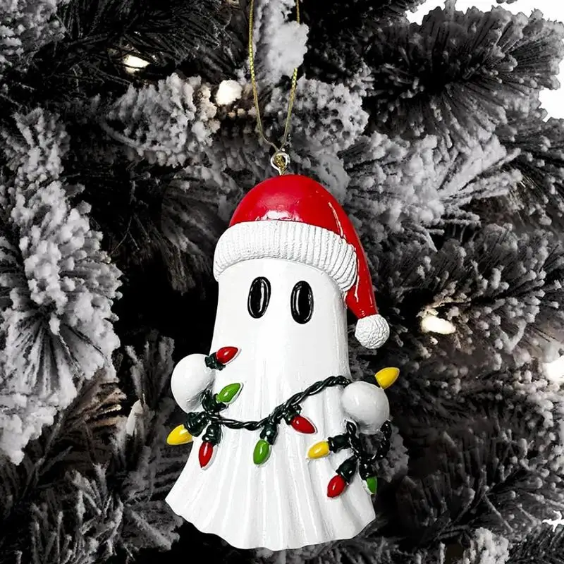 Enfeites de fantasma chapéu vermelho pingente de carro fantasma pequena estátua fantasma brinquedo colecionável decoração de casa peças centrais de natal para loja de casa