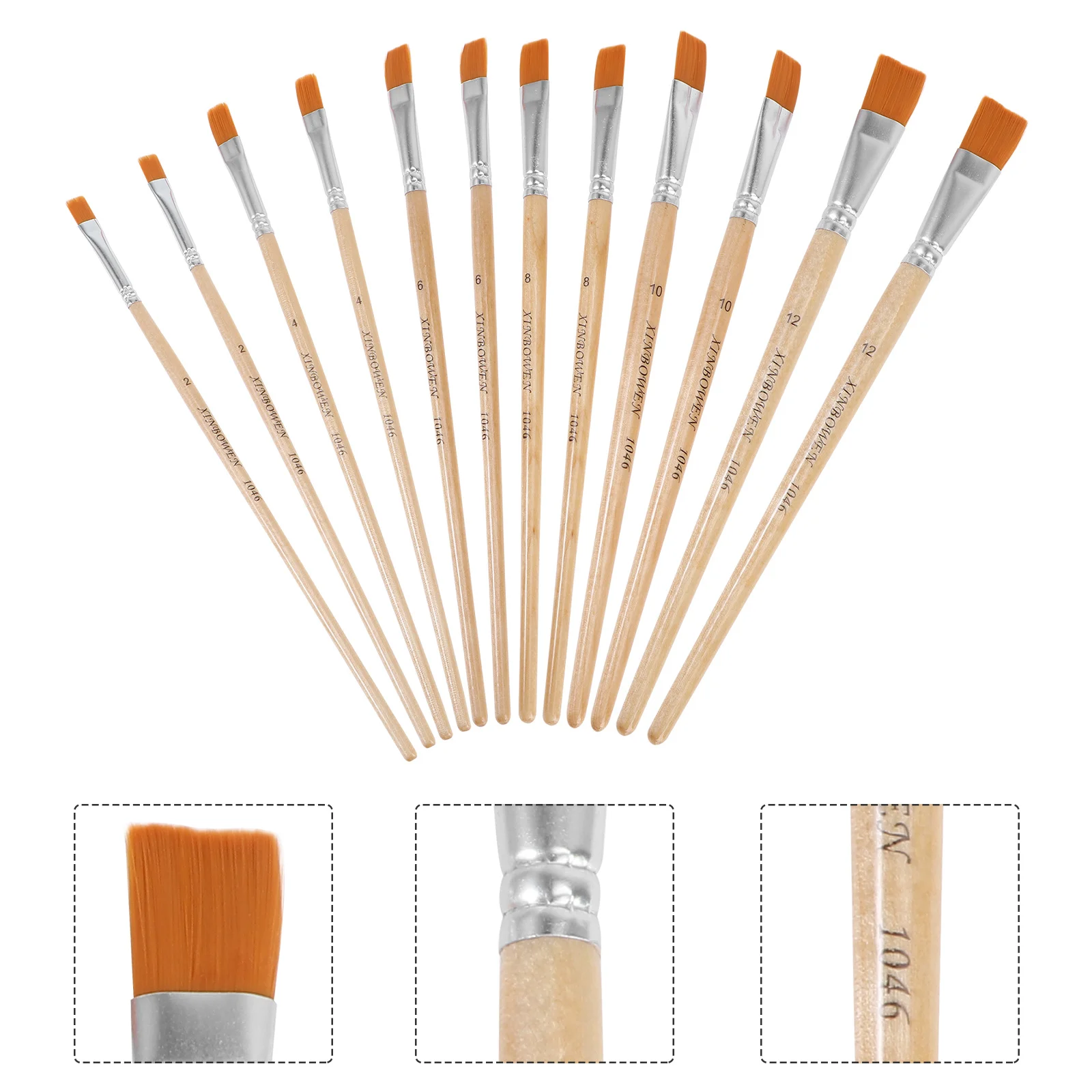 

12Pcs Art Paint Brushes Nylon Hair Round Head for Acrylic Oil Watercolor Painting Set Portable Convenient for Travel