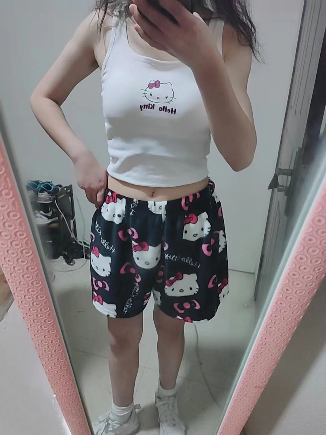 Sanrio Hello Kitty Athletic Pants Summer Women Flannel Soft Fleece Pajama Girl Casual Lounge Sleep Shorts Sleepwear Pajama Pants