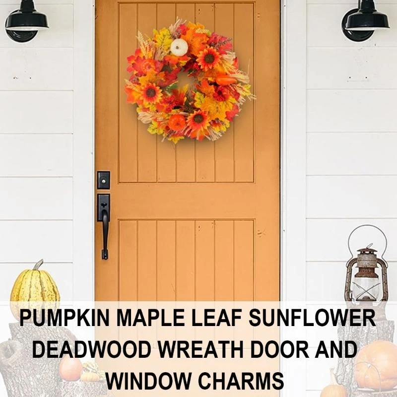 Thanksgiving Flower Wreath Harvest Wreath for Front Door Garden 15UB