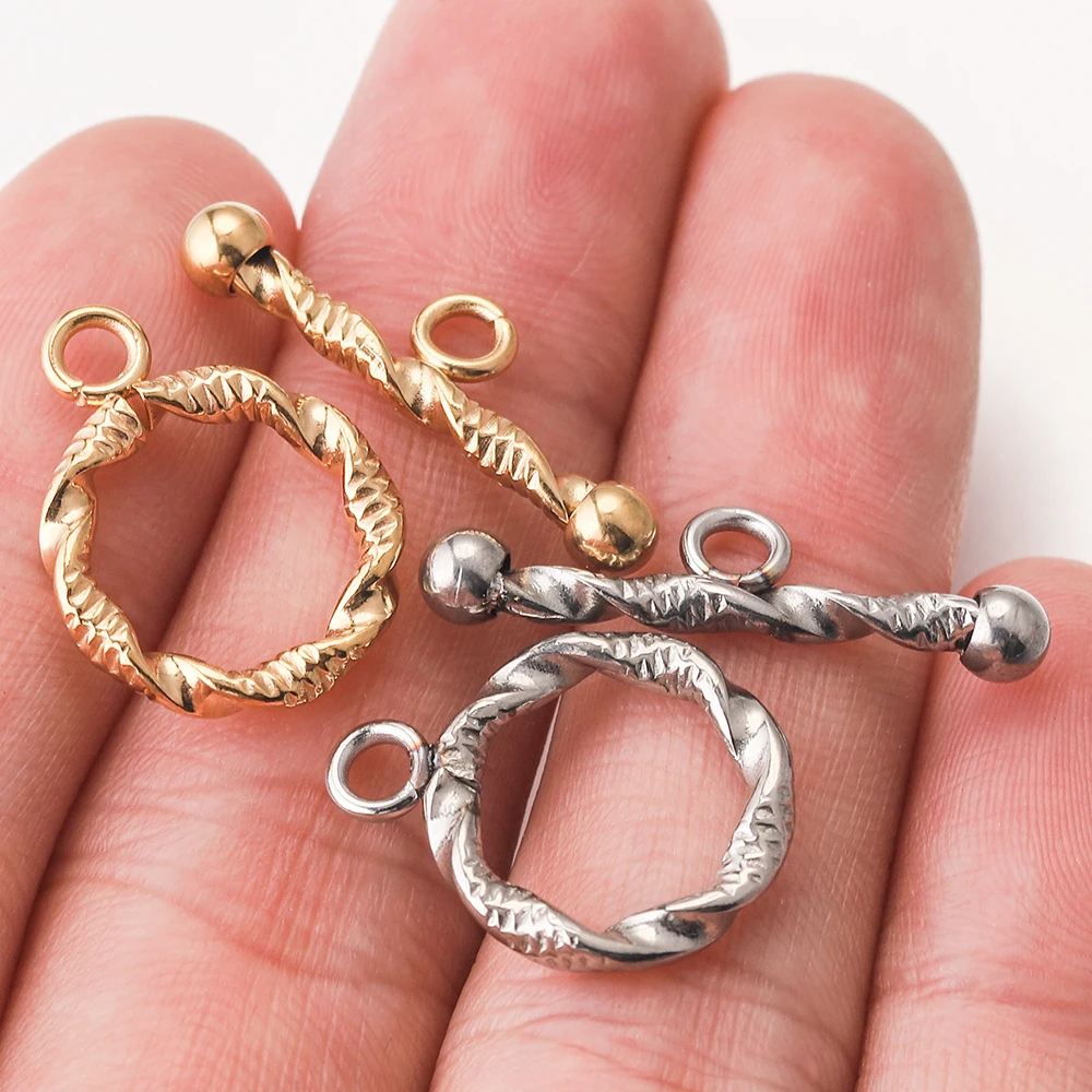 

5Sets Gold-Plate Spiral OT Toggle Clasps 18K Stainless Steel Necklace Supplies DIY Bracelet Connectors Findings Jewelry Making