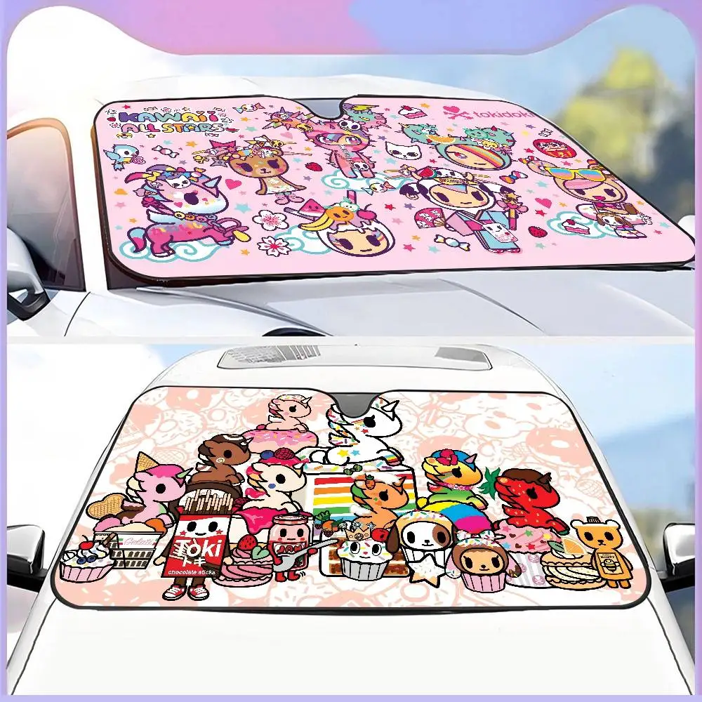 Art Cute T-Tokidoki Car Window Sun Shade Windshield Anti-UV Protection Front Rear Windshield Block Cover Visor Accessories