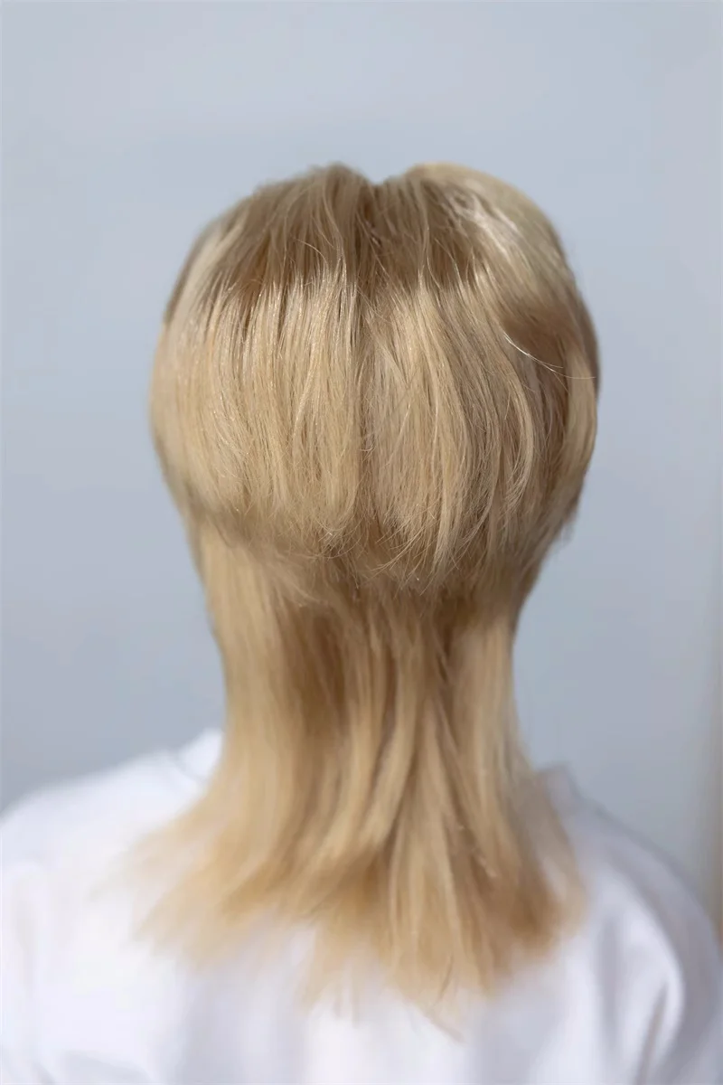 Bjd boneca peruca brinquedos 1/3 1/4 meninas menino leite onda de seda mid-split penteado plano cúspide lobo cauda estilo peruca de cabelo boneca acessórios xc