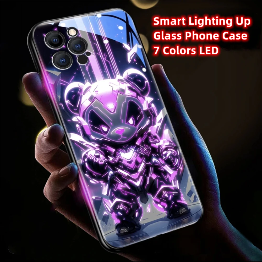 Laser-Panzer-Mech-Muster LED-Licht Leuchtende Handyhülle Glitzer-Cover für iPhone Air 17 16 E 15 14 13 12 11 Pro Max Plus – Detail 16