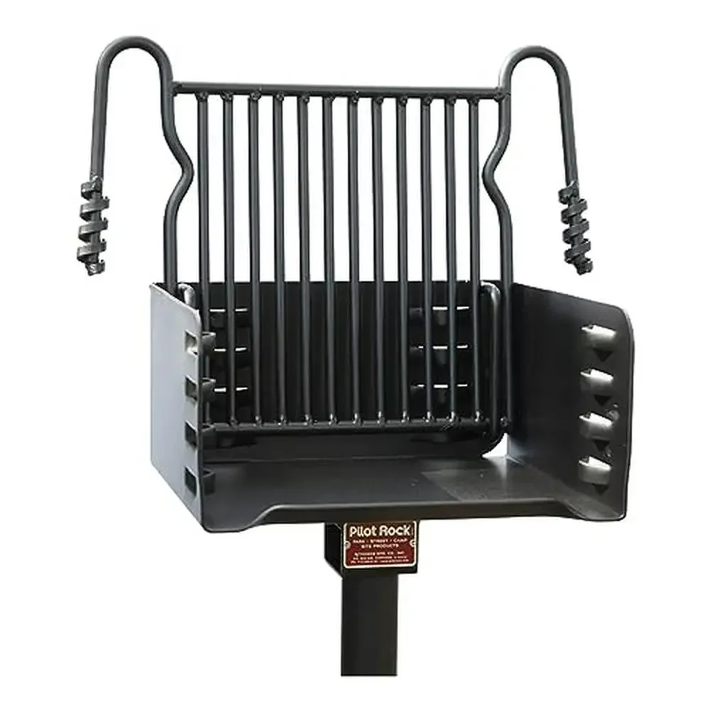 Heavy Duty Steel Outdoor BBQ Charcoal Grill with 360 Degree Swivel Post and Adjustable Grate Camping Backyard BBQ Fire Pit