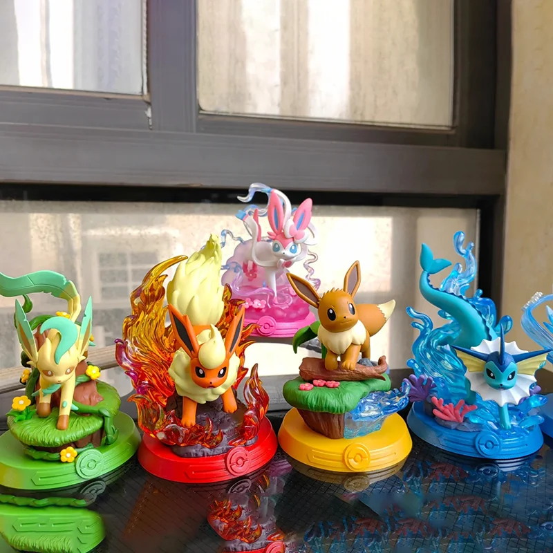 In Stock Pokemon Figure Eevee Figure Sylveon Vaporeon Anime Figure Eeveelution Figure Model Toy Gift