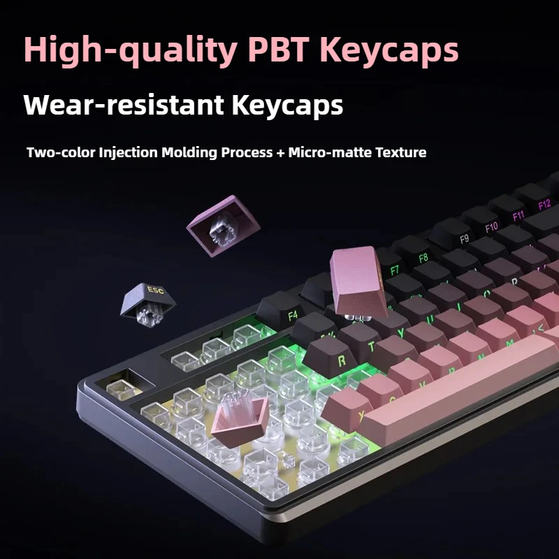 IP98 غشاء مقاوم للماء لوحة المفاتيح السلكية 98 مفاتيح RGB الخلفية الميكانيكية مريح PBT أغطية المفاتيح لأجهزة الكمبيوتر المحمول سطح المكتب ماك ويندوز