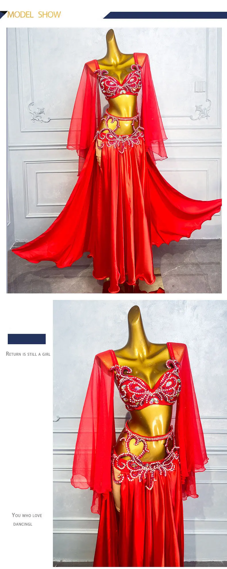 Bauchtanz-Unterrichtskleidung Bühnenkostüm Übungskleidung Orientalisches Damenkleid 2026 Karneval Mädchen Abendtanzkleidung Bauchtanz – Detail 5