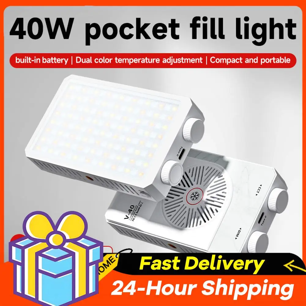 

Portable Lights Panel 4400mAh Rechargeable Video Light 40W LED Camera Light 2800K-9000K Handheld Fill Light Photography Lighting