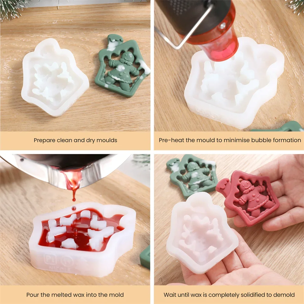 Boowan Christmas-themed Candle Jar Decoration Silicone Mold DIY Candle Topper Decoration Mold Christmas Home Decor
