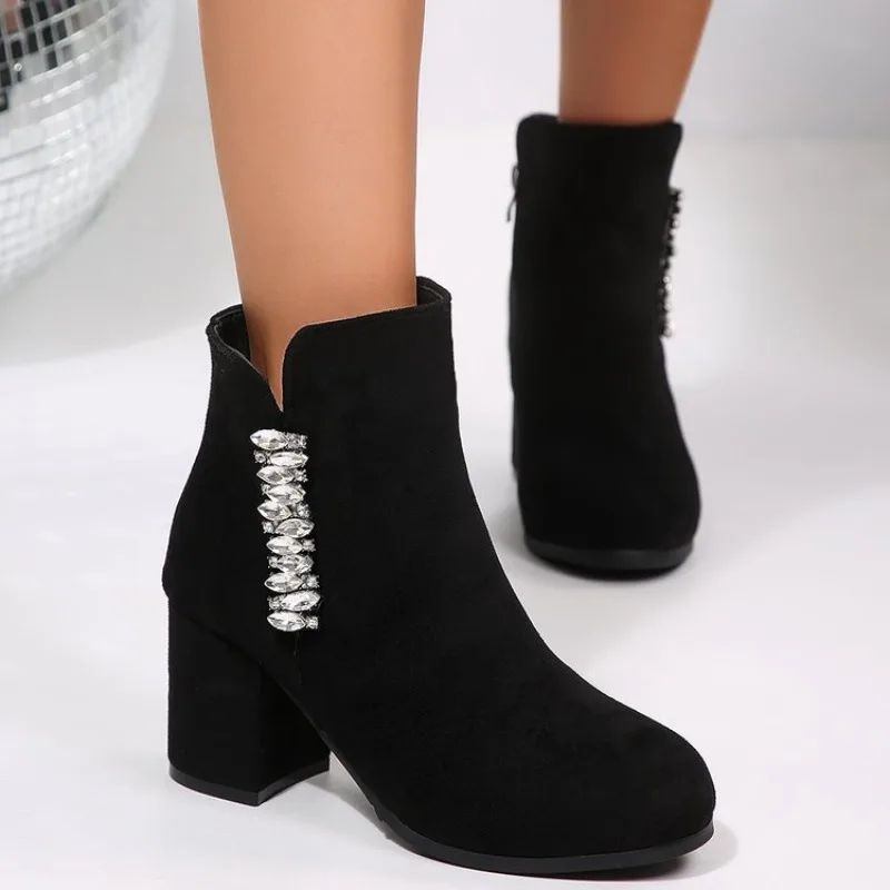 femininas women fashion sweet high quality spring & autumn square heel boots lady casual winter boots