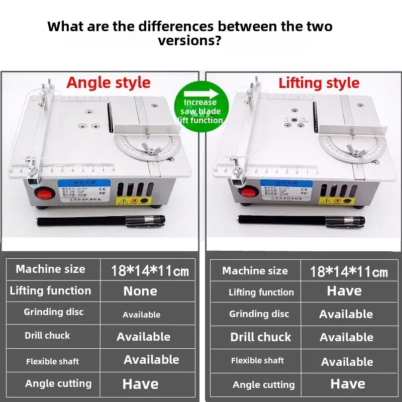 Compact Mini Table Saw Woodworking Electric Saw Precision Model Cutting Machine with Lifting Function for Saw Machinery