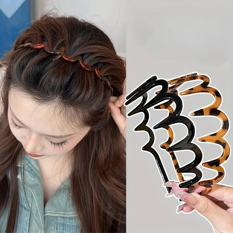 

2 шт., нескользящие U-образные текстурированные волнистые повязки на голову с высокой короной, ленты для волос для женщин, мытье лица